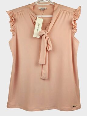 Calvin klein Women's Size Large Itzel Sleeveless Woven Tank Light Pink M